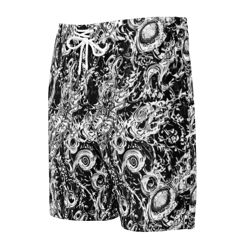 Monochrome Mayhem on Men's Board Shorts — Front
