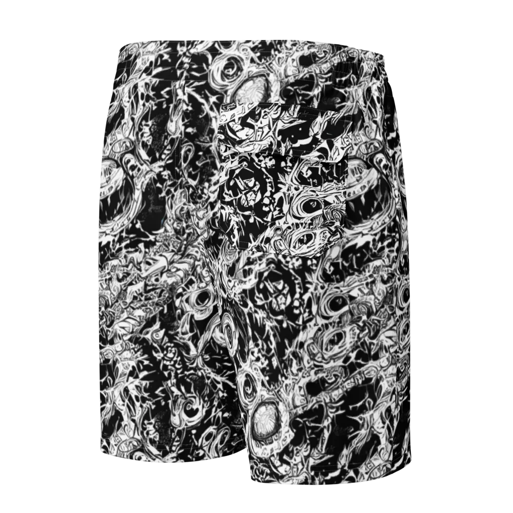 Monochrome Mayhem on Men's Board Shorts — Back
