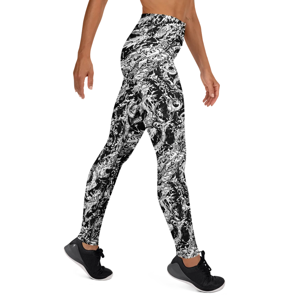 Monochrome Mayhem on Yoga Leggings — Right
