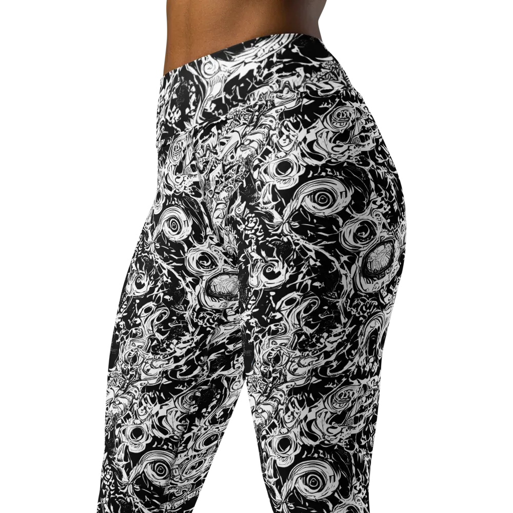 Monochrome Mayhem on Yoga Leggings — Left Front