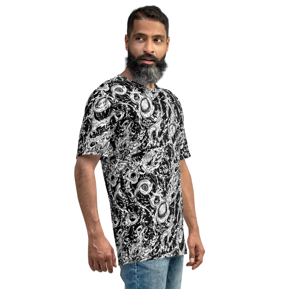 Monochrome Mayhem on Men's Crew Neck T-Shirt — Right