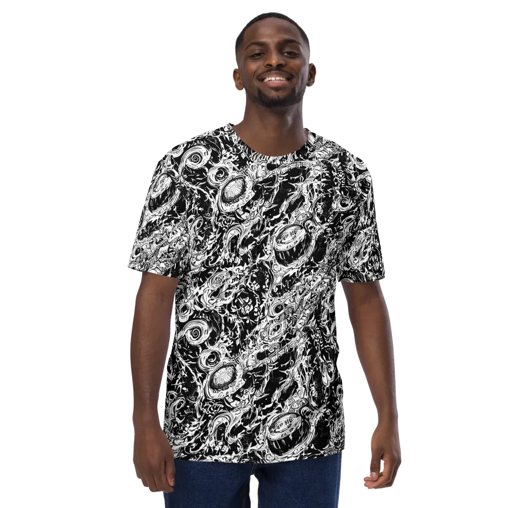 Monochrome Mayhem on Men's Crew Neck T-Shirt — Front