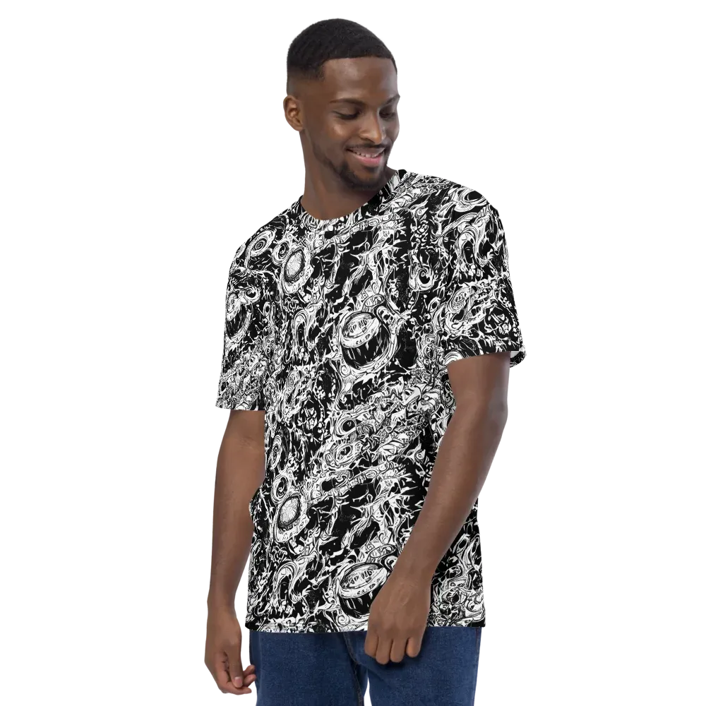 Monochrome Mayhem on Men's Crew Neck T-Shirt — Left