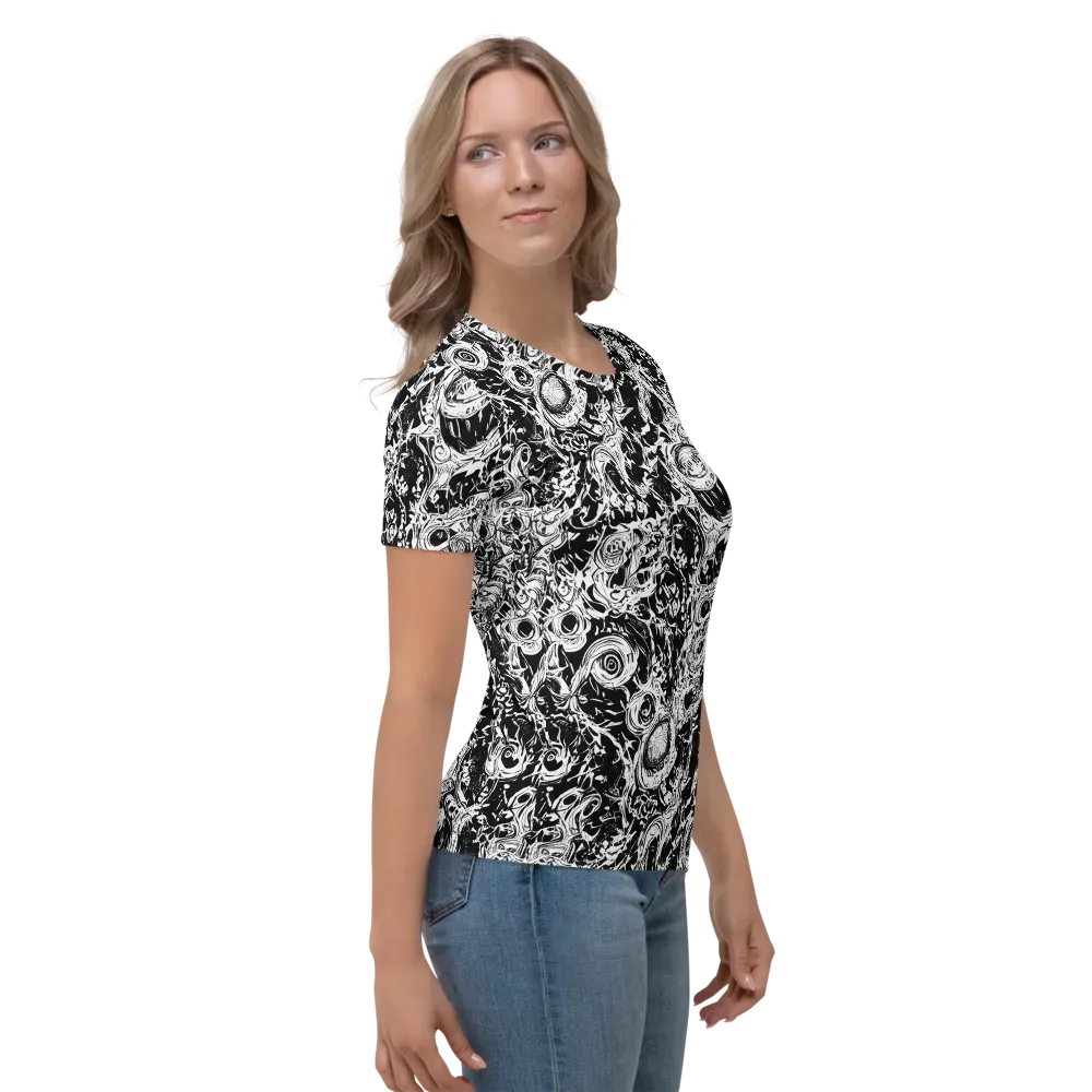 Monochrome Mayhem on Women's Crew Neck T-Shirt — Right