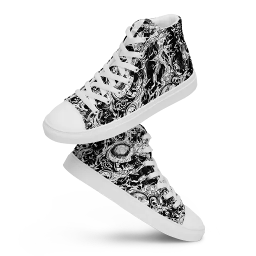 Monochrome Mayhem on a Women's High Top Canvas Shoes