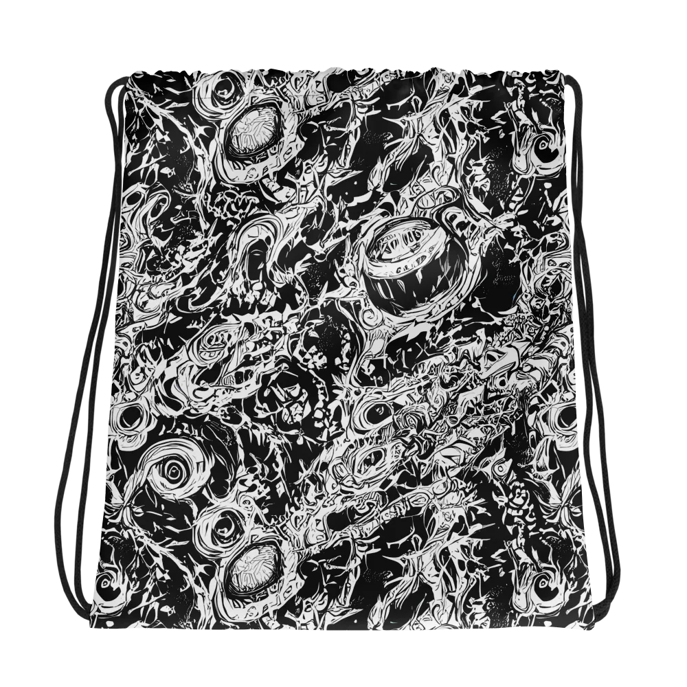 Monochrome Mayhem on Drawstring Bag — Photo