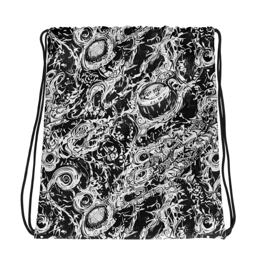 Monochrome Mayhem on a Drawstring Bag