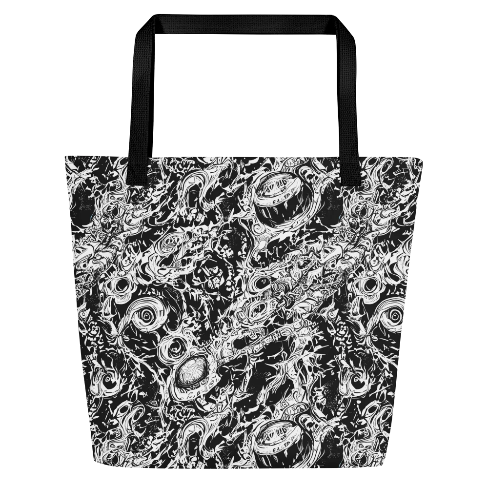 Monochrome Mayhem on Large Tote Bag W/ Pocket — Front
