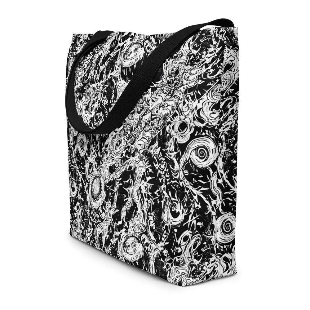 Monochrome Mayhem on Large Tote Bag W/ Pocket — Front