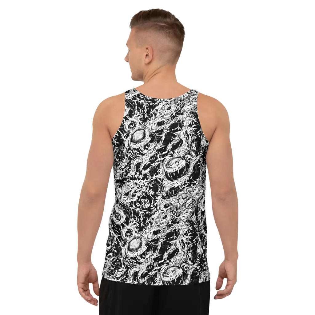 Monochrome Mayhem on Men's Tank Top — Back
