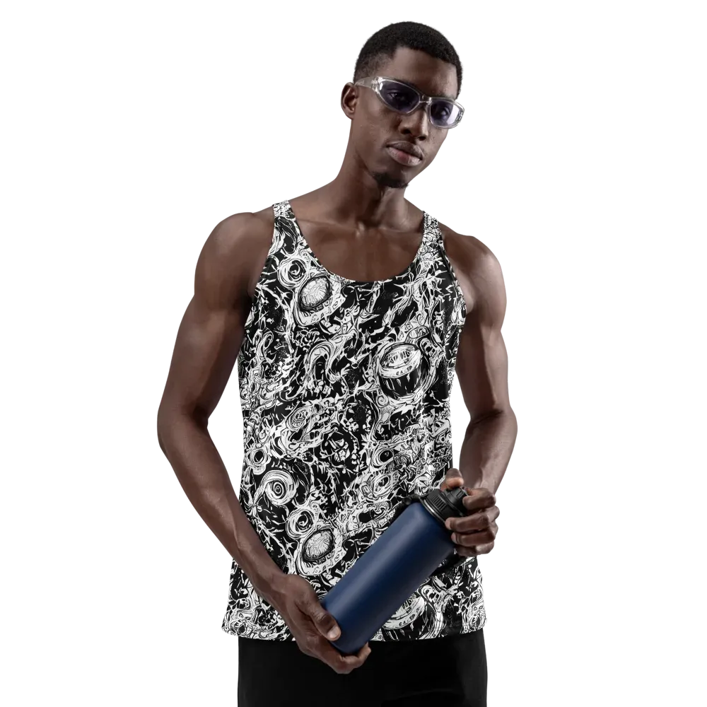 Monochrome Mayhem on Men's Tank Top — Front