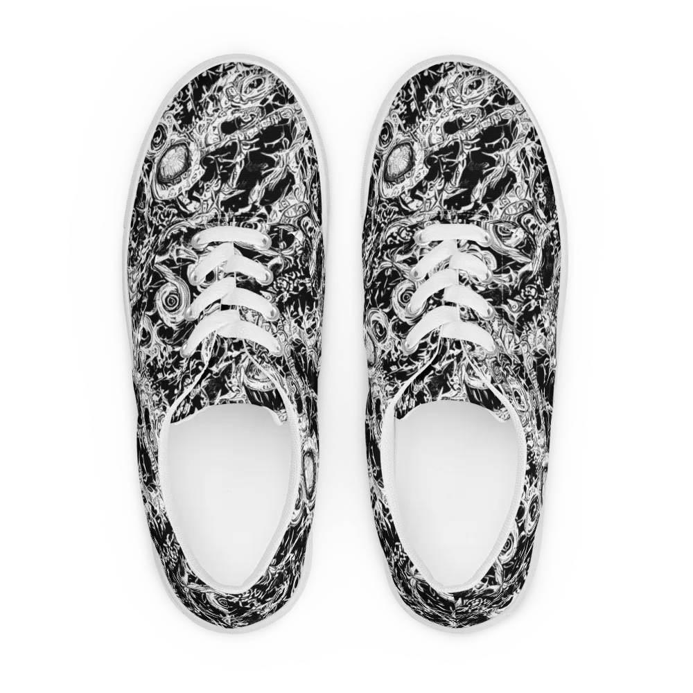 Monochrome Mayhem on Men's Lace-Up Canvas Shoes — Front