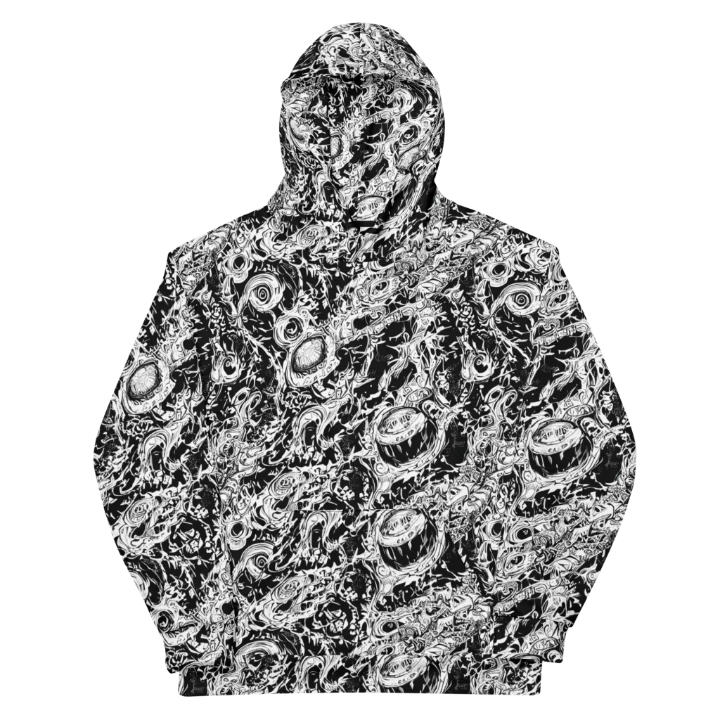 Monochrome Mayhem on Cotton Hoodie — Front