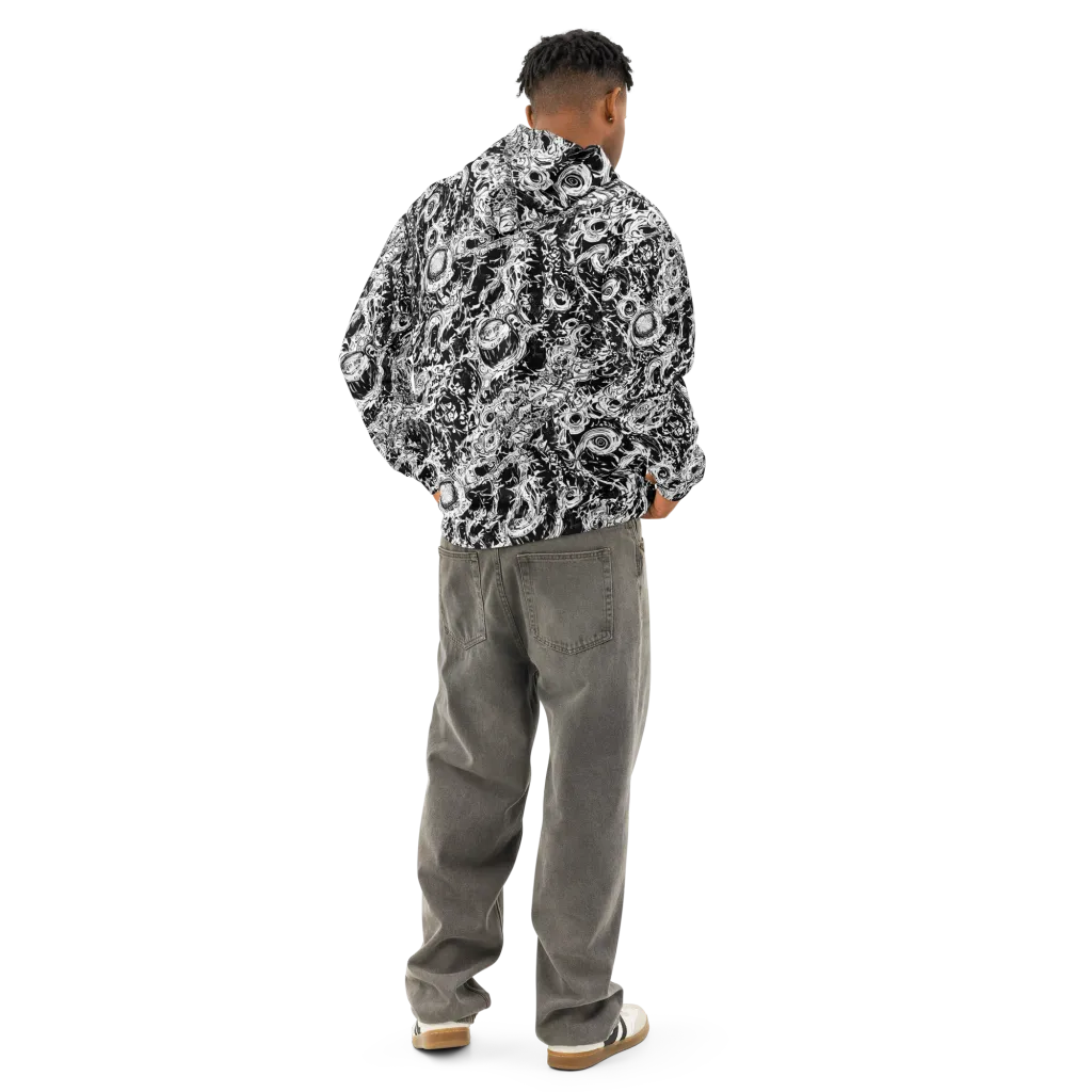 Monochrome Mayhem on Cotton Hoodie — Back