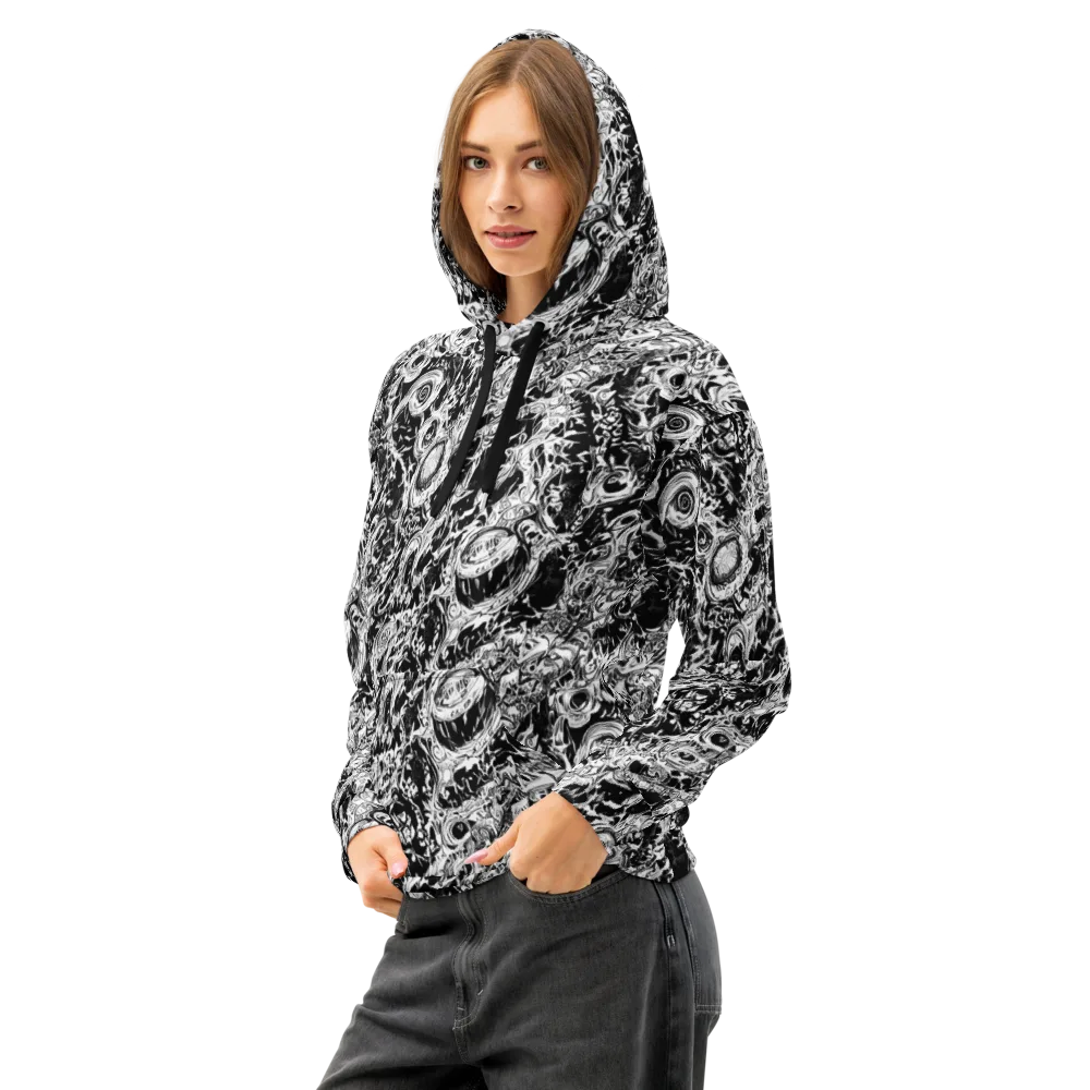 Monochrome Mayhem on Cotton Hoodie — Left Front