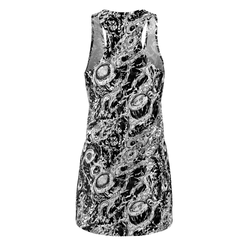 Monochrome Mayhem on Racerback Dress — Back