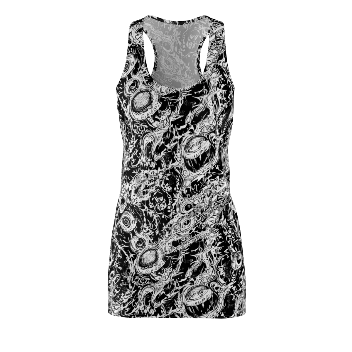 Monochrome Mayhem on Racerback Dress — Front