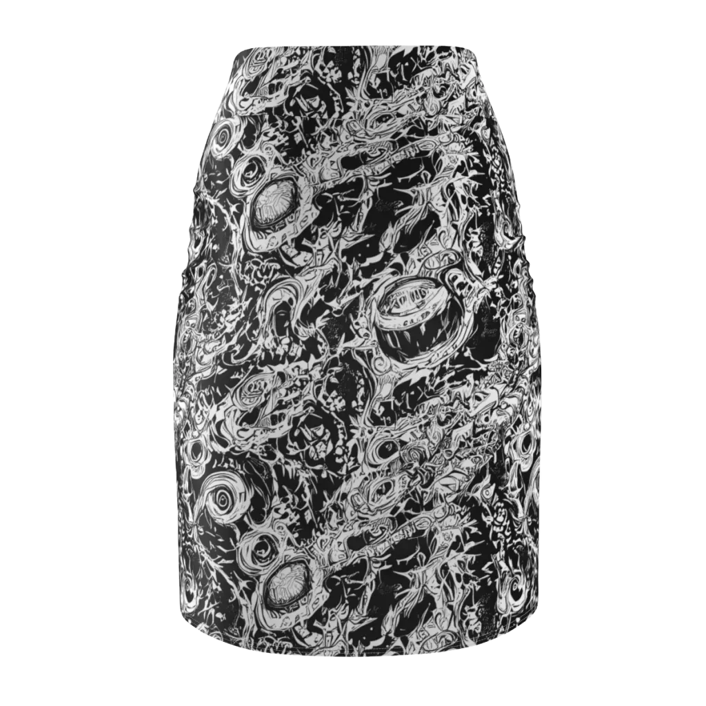 Monochrome Mayhem on Pencil Skirt — Back