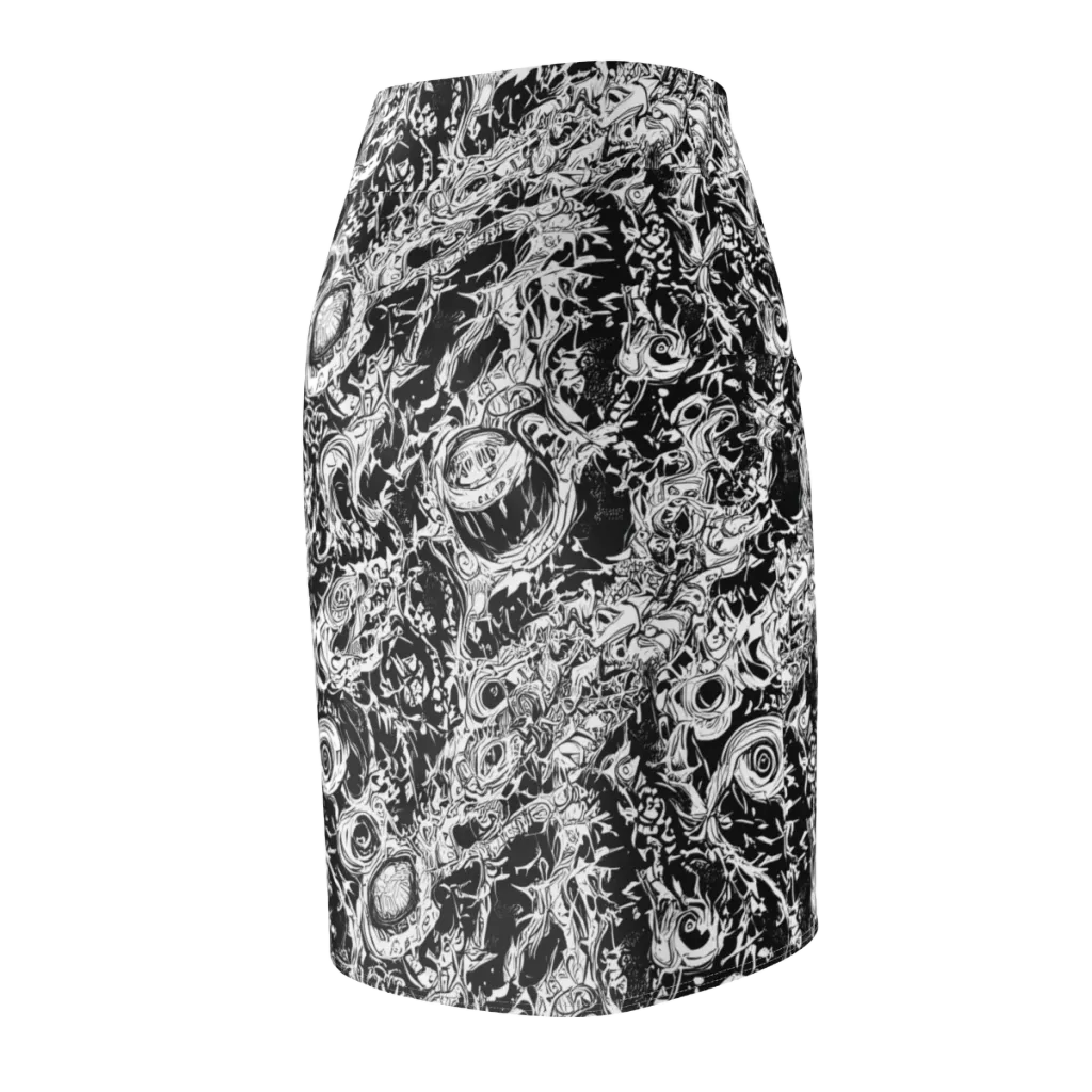 Monochrome Mayhem on Pencil Skirt — Back Side