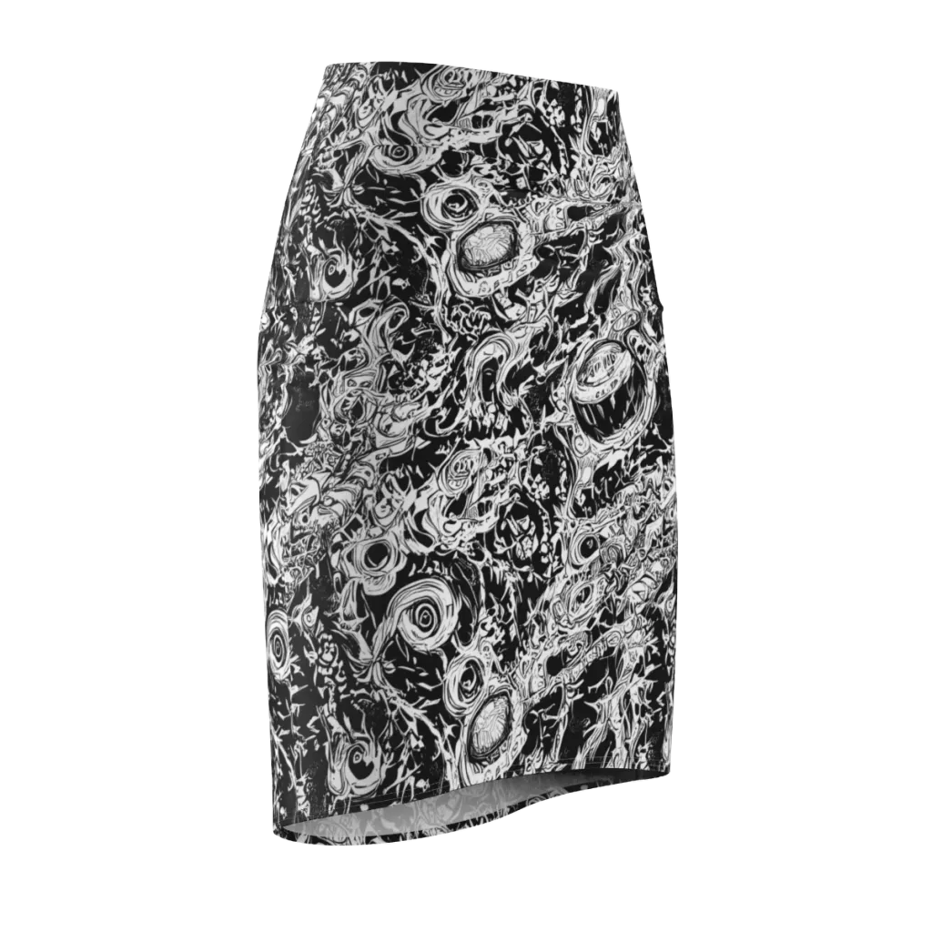 Monochrome Mayhem on Pencil Skirt — Front Side