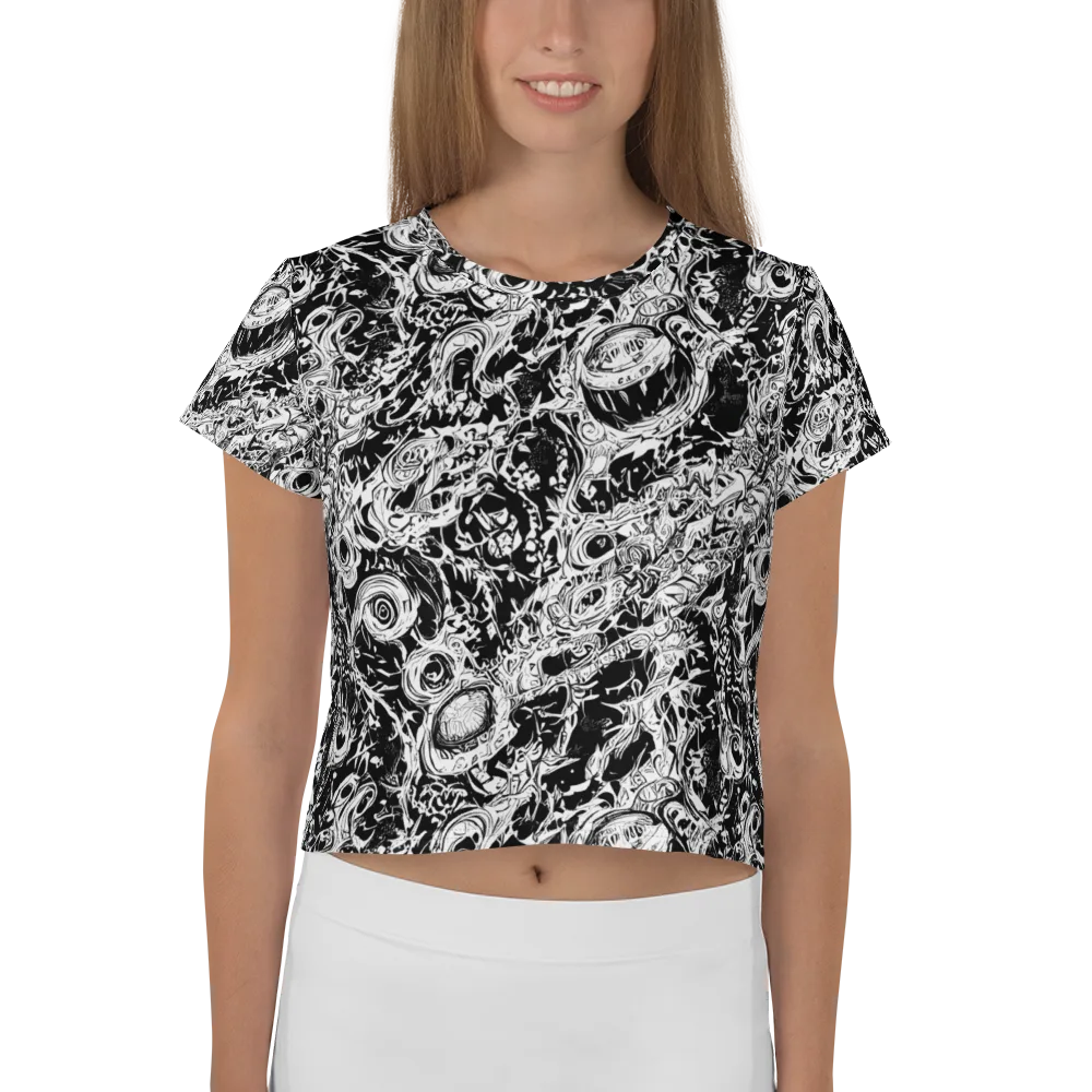 Monochrome Mayhem on Crop Tee — Front