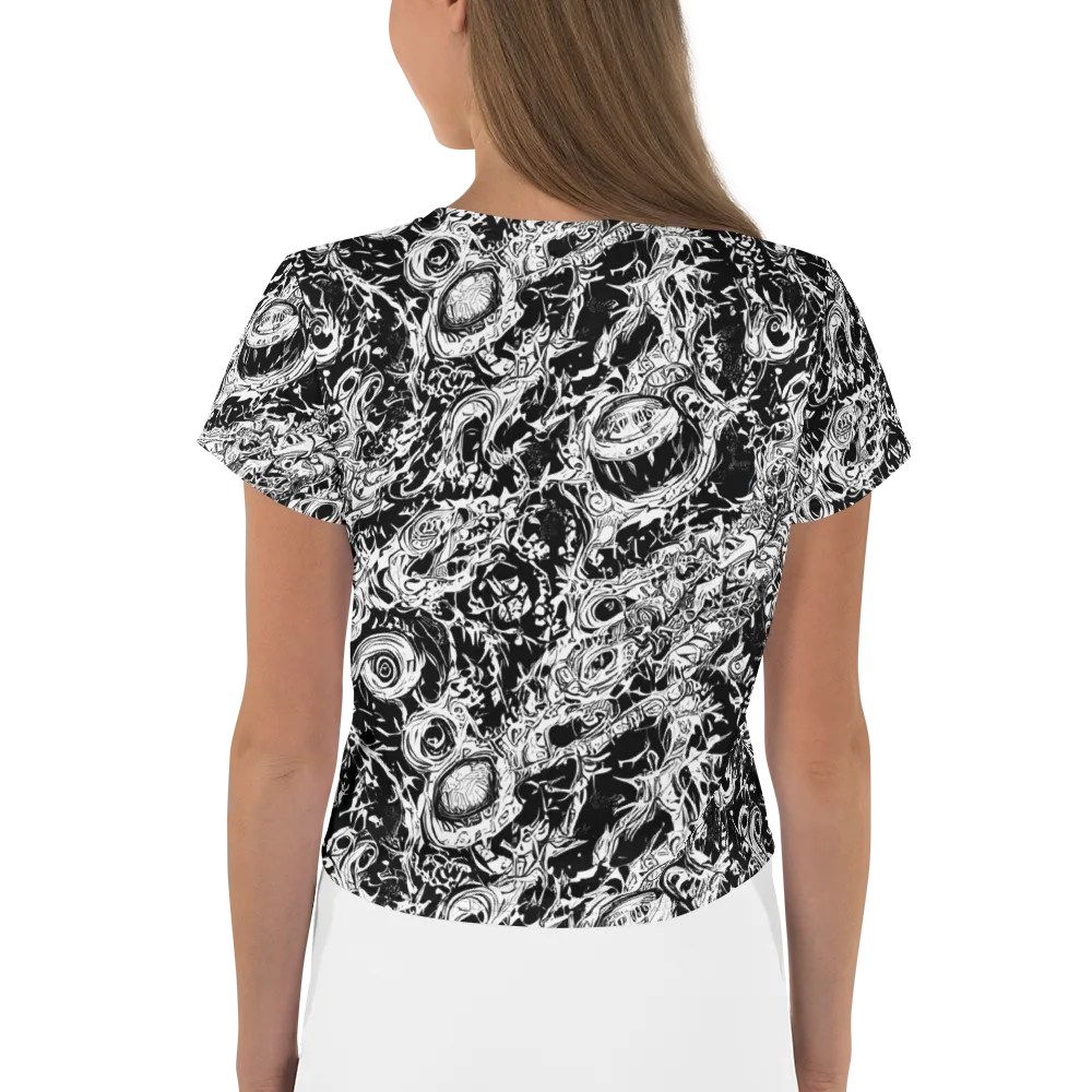 Monochrome Mayhem on Crop Tee — Back