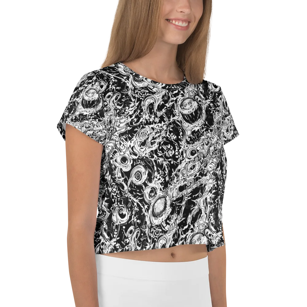 Monochrome Mayhem on Crop Tee — Right