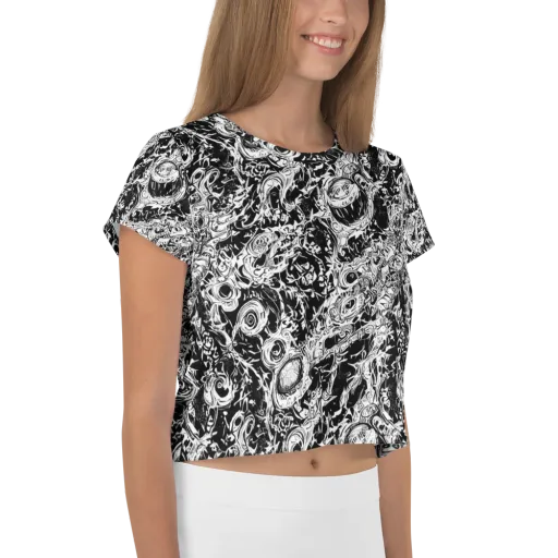 Monochrome Mayhem on a Crop Tee