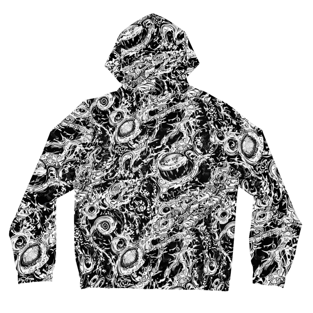 Monochrome Mayhem on Women's Full-Zip Hoodie — Back