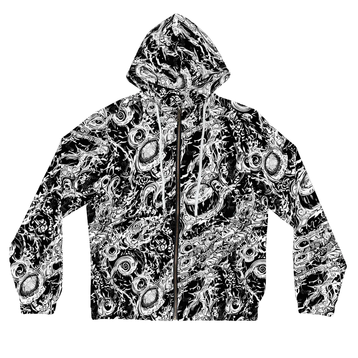 Monochrome Mayhem on Women's Full-Zip Hoodie — Front