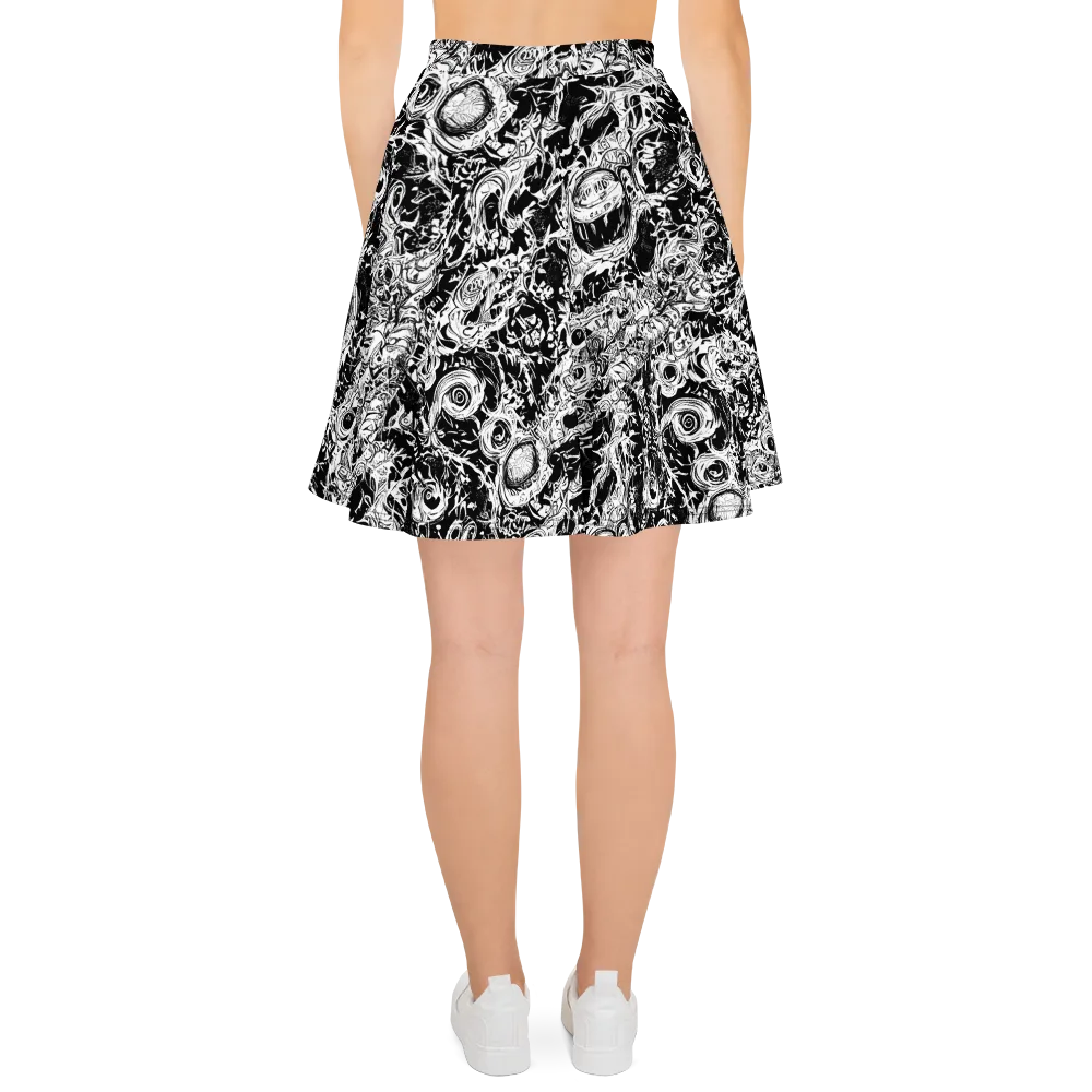 Monochrome Mayhem on Skater Skirt — Back