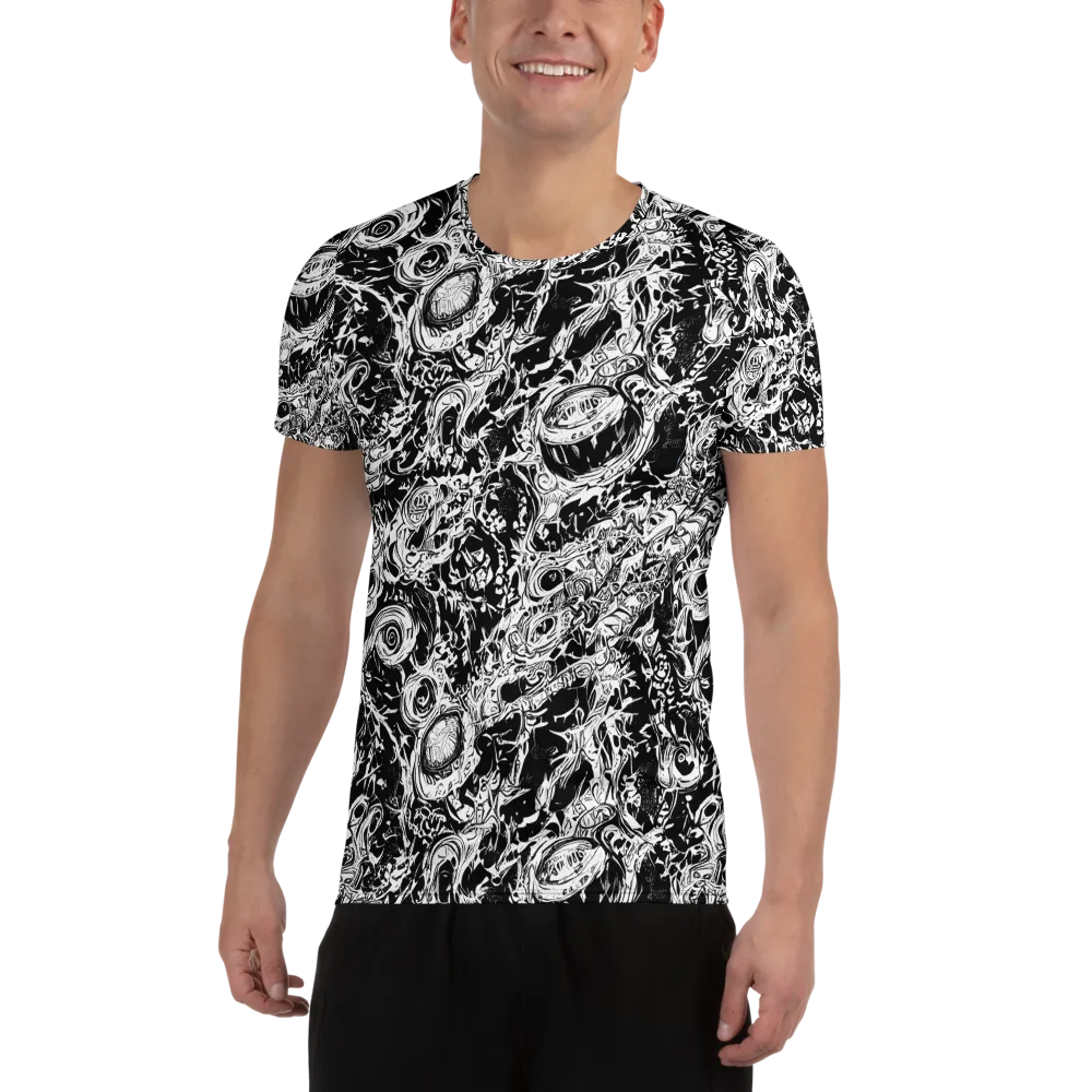 Monochrome Mayhem on Men's Athletic T-Shirt — Front