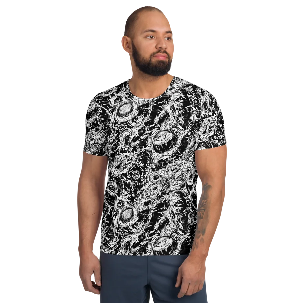 Monochrome Mayhem on Men's Athletic T-Shirt — Front