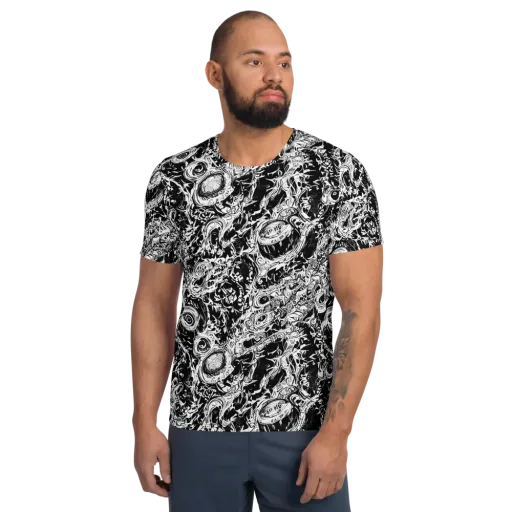 Monochrome Mayhem on a Men's Athletic T-Shirt