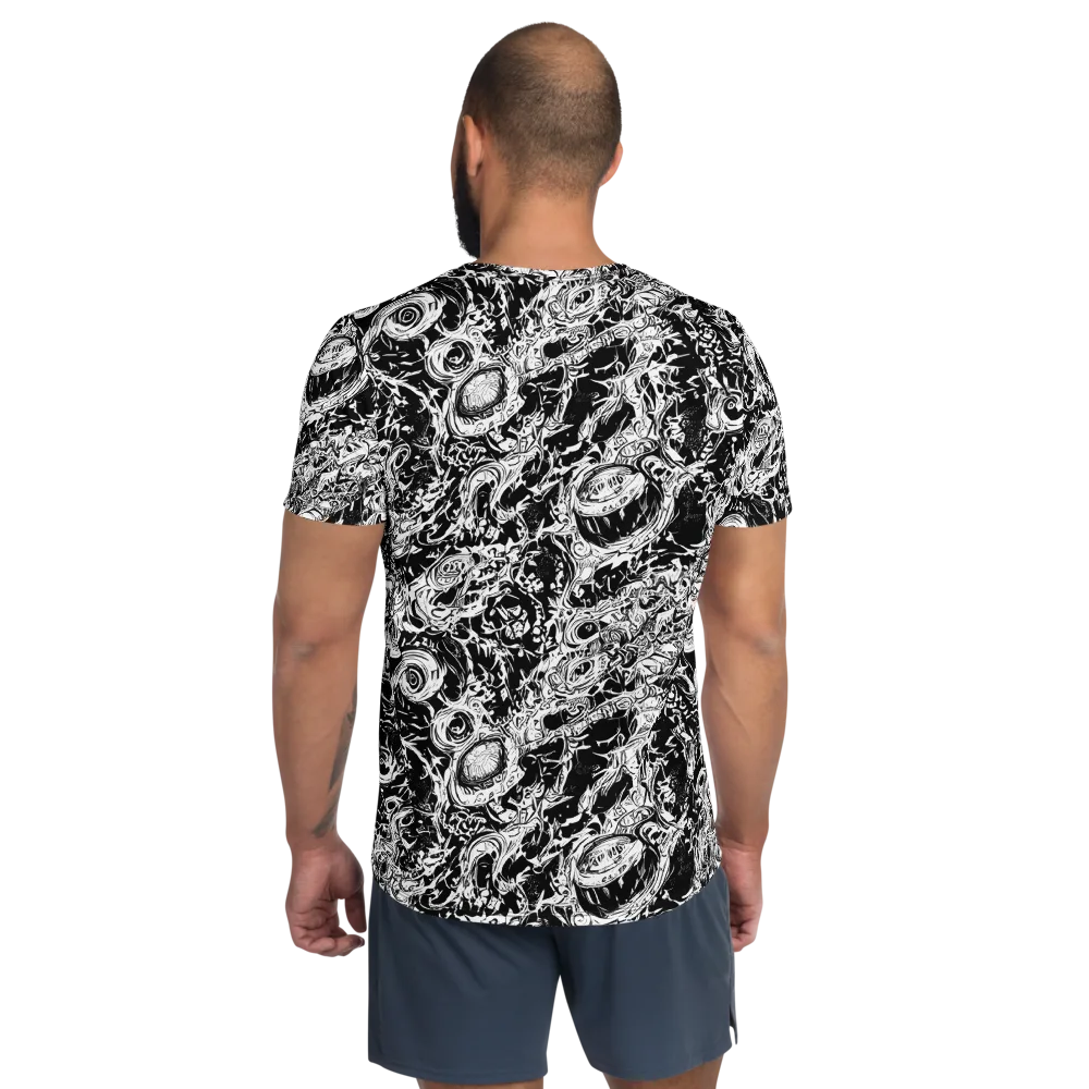 Monochrome Mayhem on Men's Athletic T-Shirt — Back