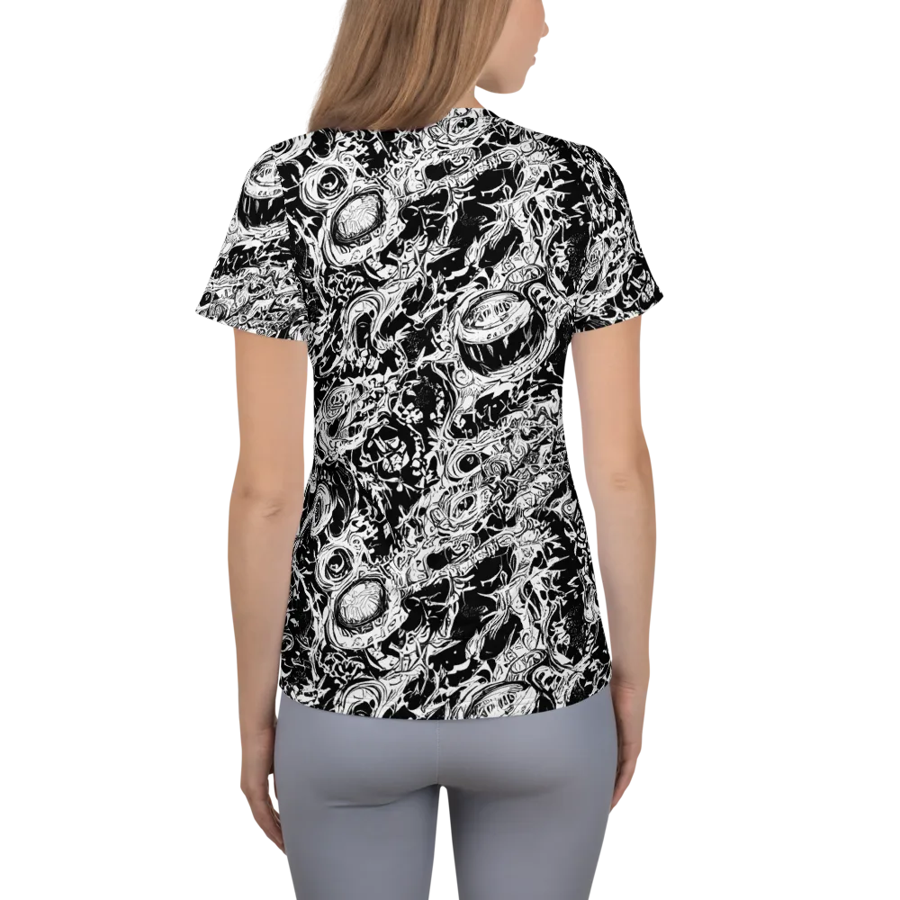 Monochrome Mayhem on Women's Athletic T-Shirt — Back