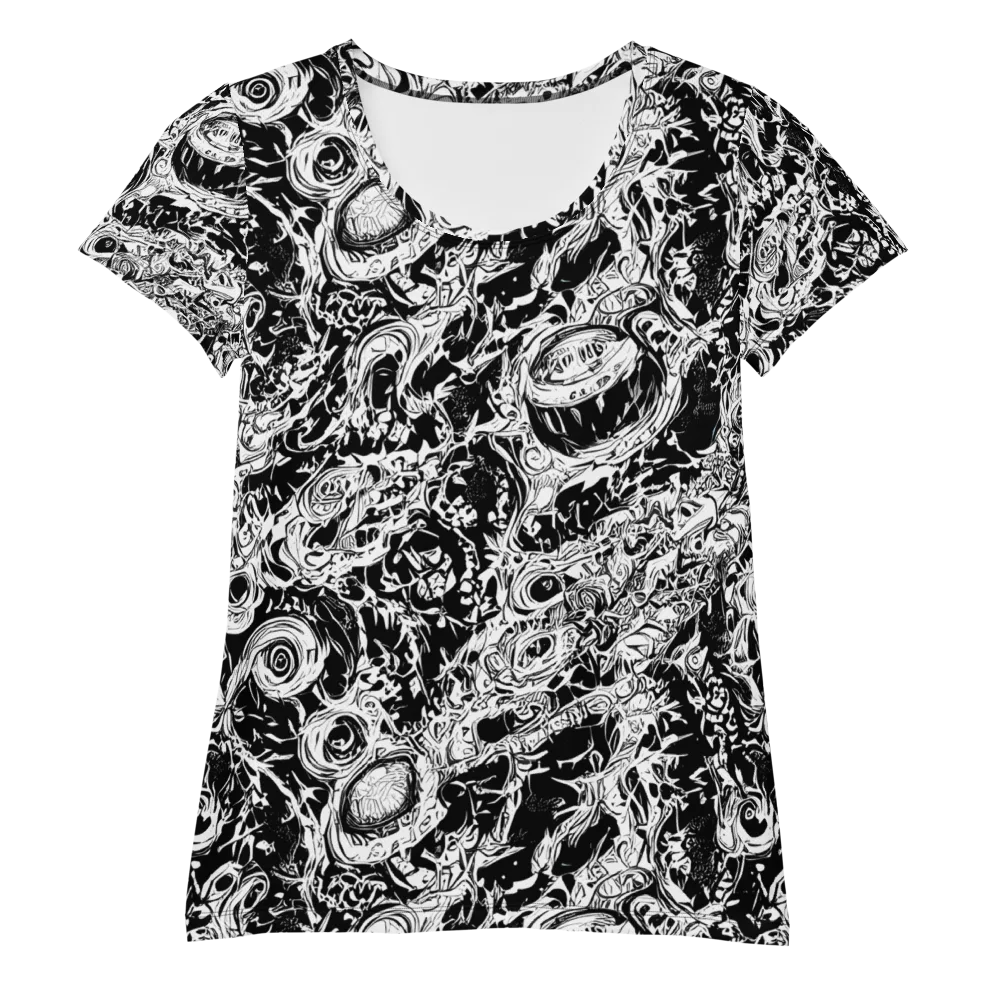 Monochrome Mayhem on Women's Athletic T-Shirt — Front