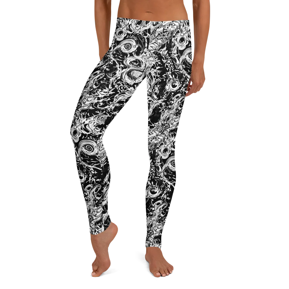 Monochrome Mayhem on Leggings — Front