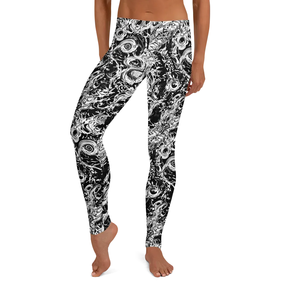 Monochrome Mayhem on Leggings — Front