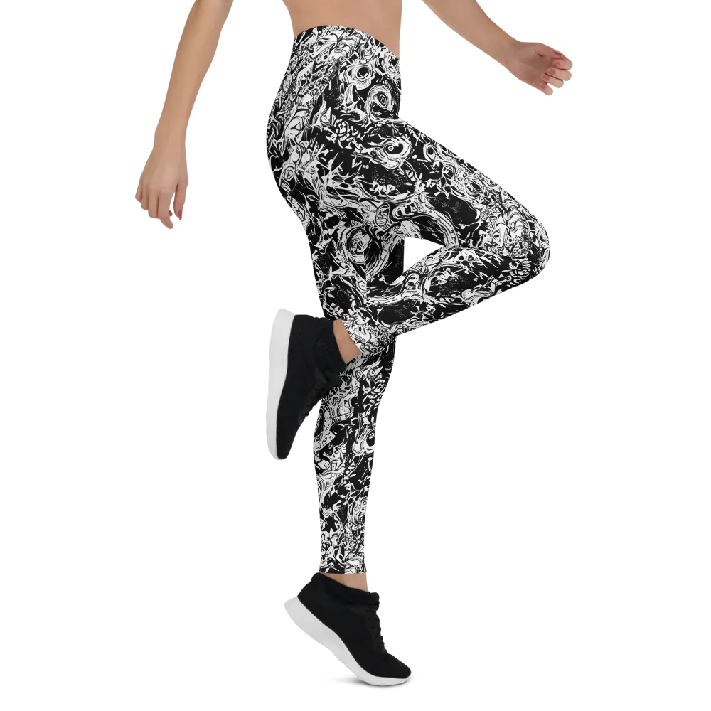Monochrome Mayhem on Leggings — Right