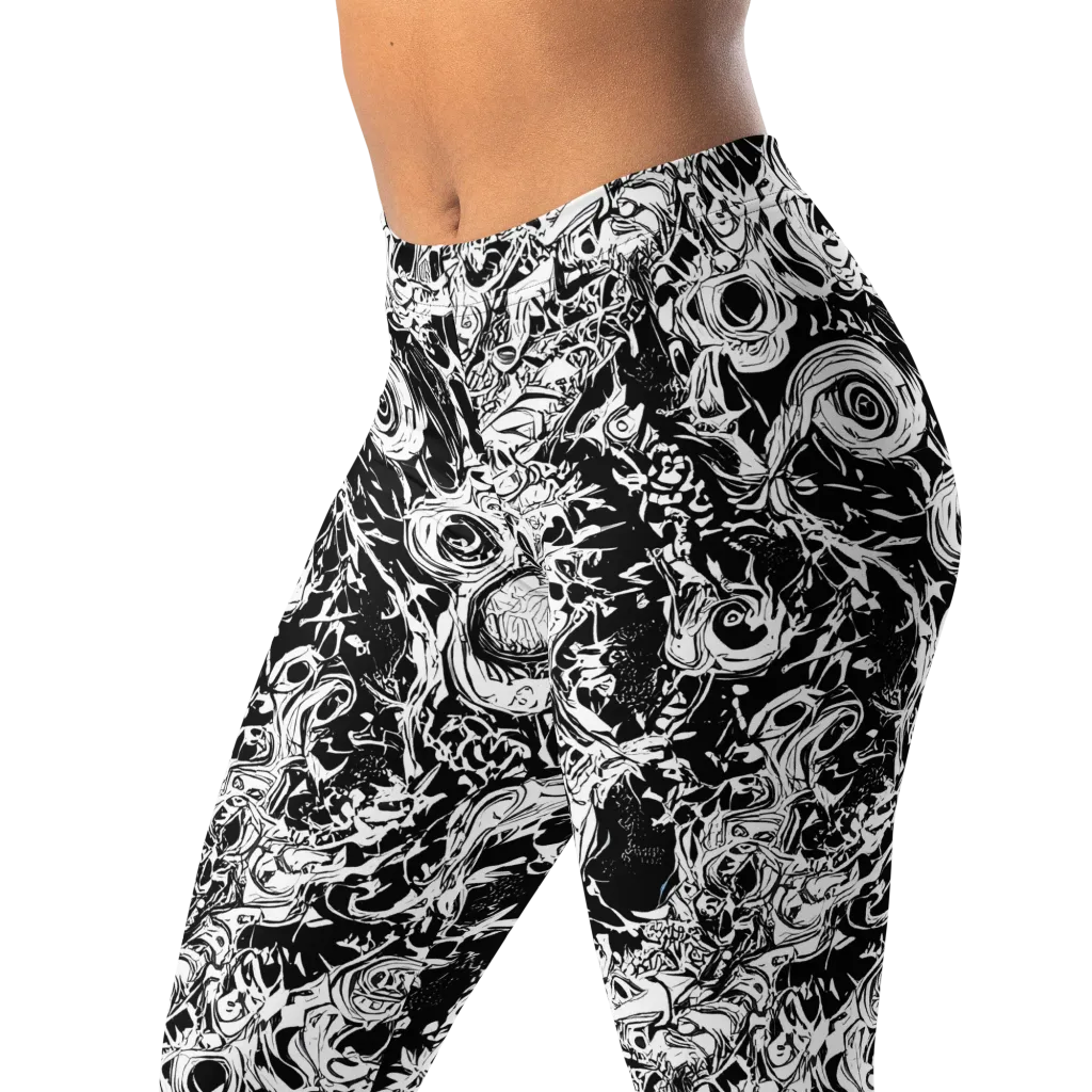 Monochrome Mayhem on Leggings — Left Front