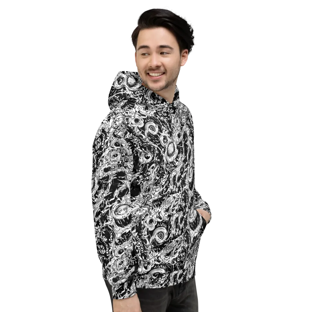 Monochrome Mayhem on Hoodie — Right
