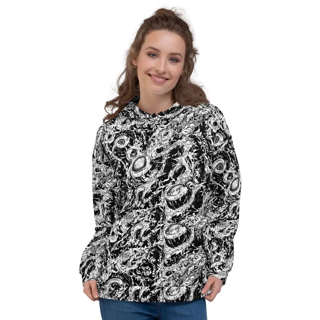 Monochrome Mayhem on Hoodie — Front