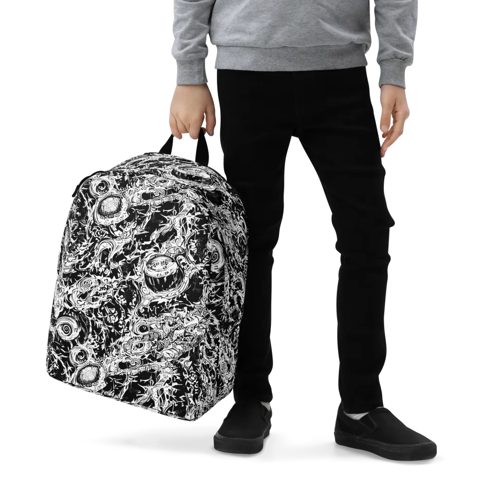 Monochrome Mayhem on Minimalist Backpack — Zoomed-in