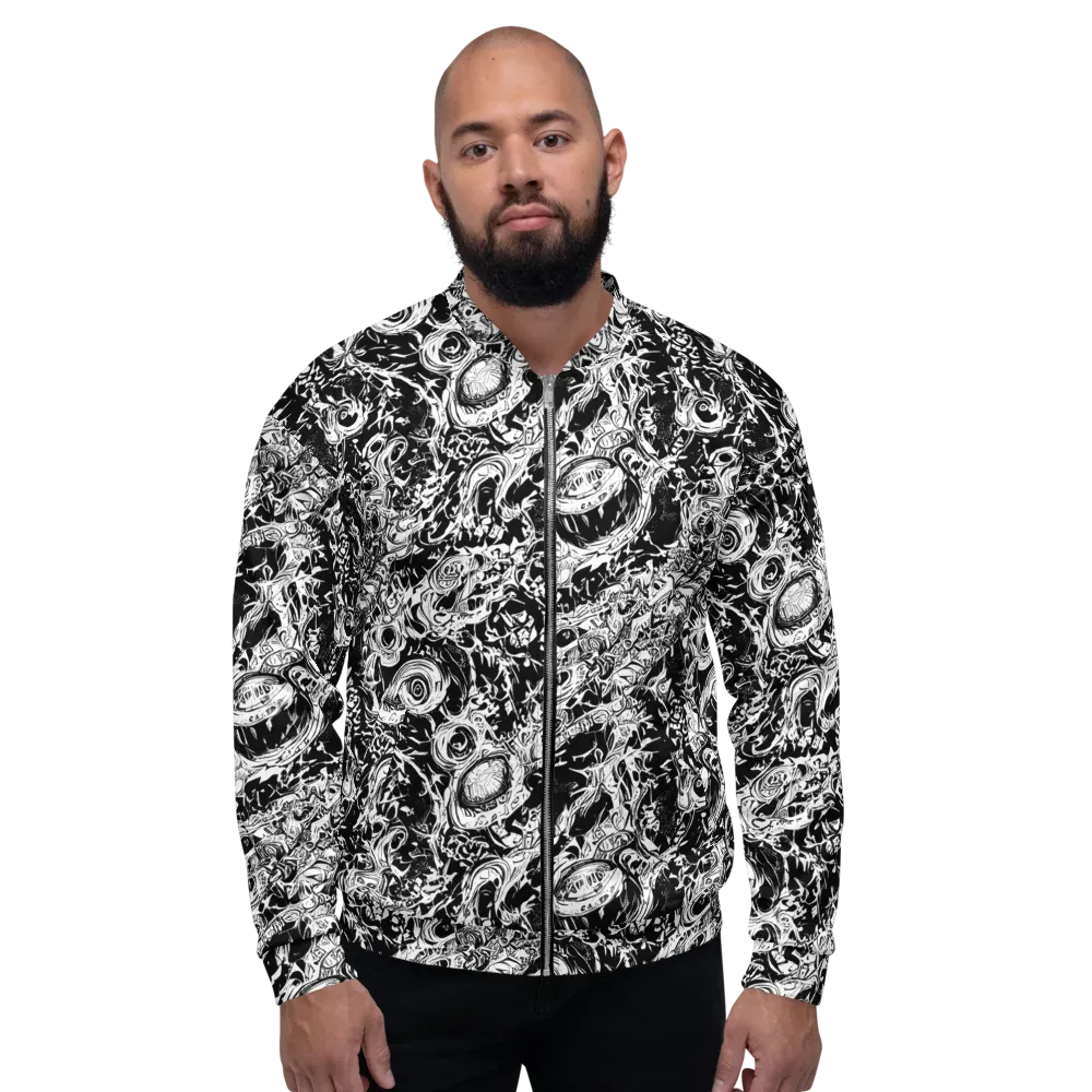 Monochrome Mayhem on Bomber Jacket — Front
