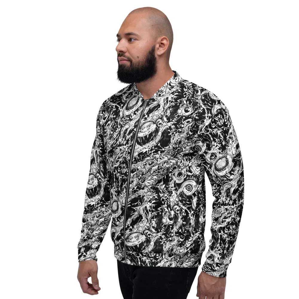 Monochrome Mayhem on Bomber Jacket — Left
