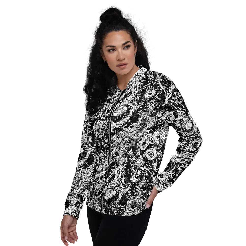 Monochrome Mayhem on Bomber Jacket — Left