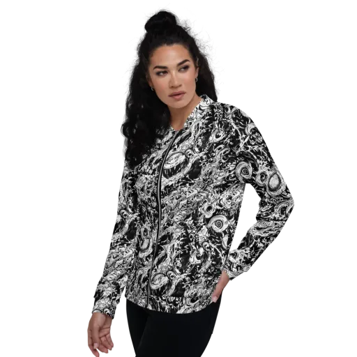Monochrome Mayhem on a Bomber Jacket