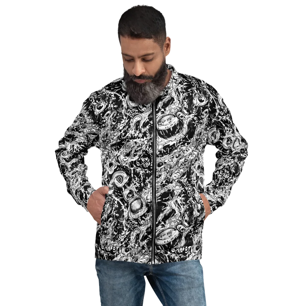 Monochrome Mayhem on Bomber Jacket — Front