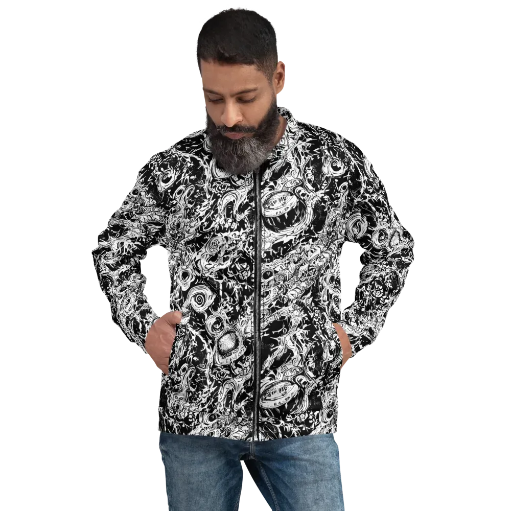 Monochrome Mayhem on Bomber Jacket — Front